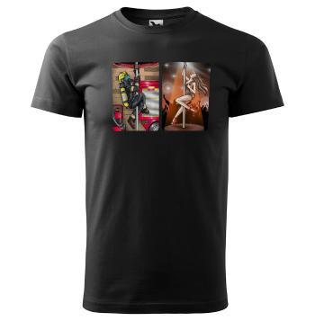 Tričko Hasič a striptérka (Veľkosť: 2XL, Typ: pre mužov, Farba tričká: Čierna)