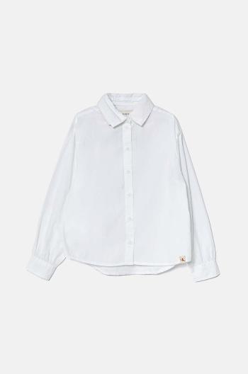 Detská bavlnená košeľa Calvin Klein Jeans biela farba, IG0IG02658