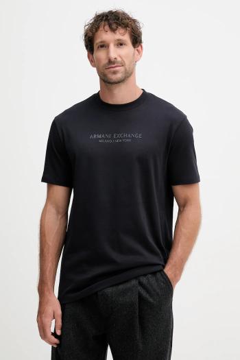 Bavlnené tričko Armani Exchange pánske, čierna farba, s potlačou, XM001280 AF10361