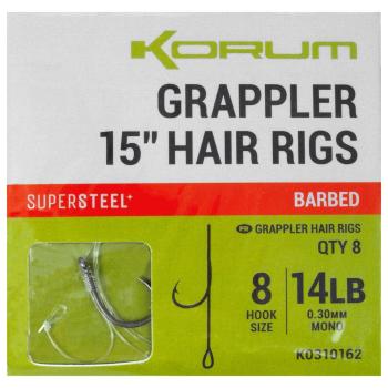 Korum náväzec grappler 15” hair rigs barbed 38 cm - veľkosť háčika 8 priemer 0,30 mm nosnosť 14 lb