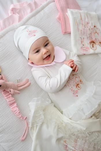 Detská čiapka Jamiks TEONA béžová farba biela, z tenkej pleteniny, JLH041