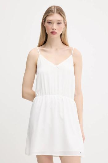 Šaty Tommy Jeans biela farba, mini, áčkový strih, DW0DW20613