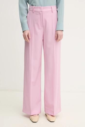 Vlnené nohavice Weekend Max Mara dámske, fialová farba, široké, vysoký pás, 2515131041600
