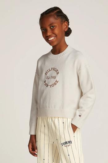 Detský sveter Tommy Hilfiger béžová farba, KG0KG08513