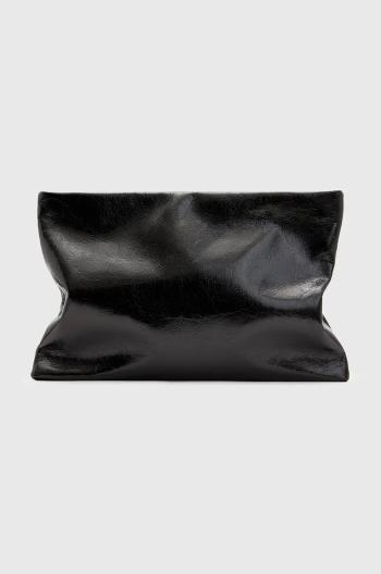 Kožená listová kabelka AllSaints BETTINA CLUTCH čierna farba, W393XB