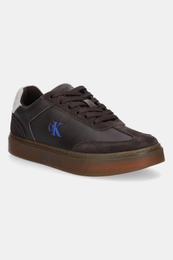 Kožené tenisky Calvin Klein CLASSIC CUPSOLE LACEUP WT MIX hnedá farba, YM0YM01429