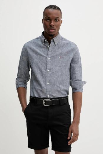 Košeľa Tommy Jeans pánska, tmavomodrá farba, regular, s klasickým golierom, DM0DM20875