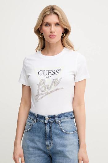 Bavlnené tričko Guess dámske, biela farba, W5GI05 I3Z14