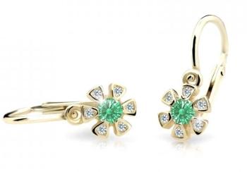 Cutie Jewellery Zlaté detské náušnice C2156-10-X-1 zelená