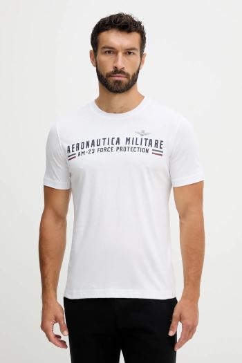 Bavlnené tričko Aeronautica Militare pánske, biela farba, s potlačou, TS1942UJ00538