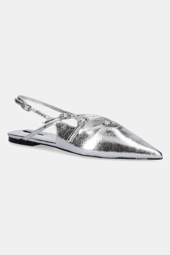 Baleríny Steve Madden Cianna strieborná farba, s otvorenou pätou, SM11003709