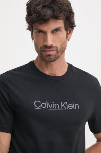 Bavlnené tričko Calvin Klein pánske, čierna farba, s nášivkou, K10K113587