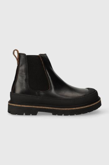 Kožené členkové topánky Birkenstock dámske, čierna farba, na plochom podpätku