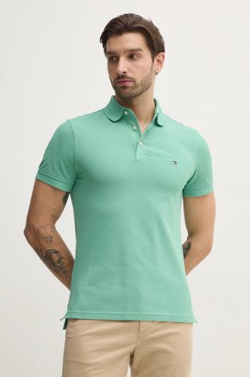 Polo tričko Tommy Hilfiger pánske, zelená farba, jednofarebné, MW0MW17771