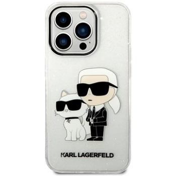 Karl Lagerfeld IML Glitter Karl and Choupette NFT Zadný Kryt pre iPhone 14 Pro Transparent (KLHCP14LHNKCTGT)