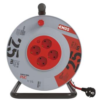 Kábeldob 25 m / 4 aljzat / fekete / PVC / 230 V / 2,5 mm2