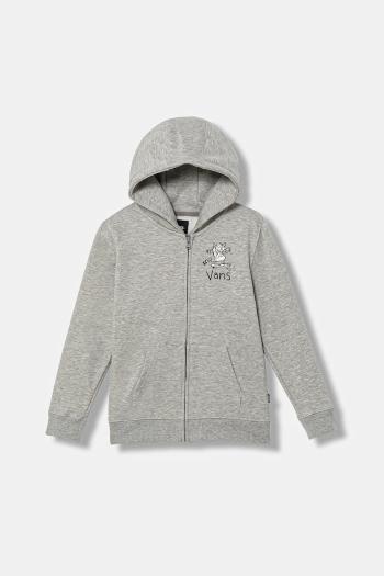 Detská mikina Vans Sk8 Posse Full Zip šedá farba, s kapucňou, s potlačou, VN000PYU02F1