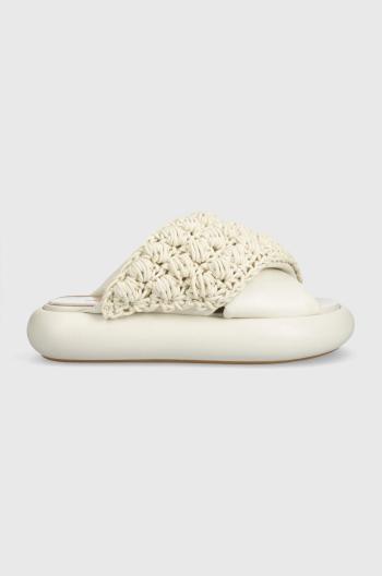 Šľapky JW Anderson Crochet Twister dámske, béžová farba, na platforme, ANW42027A