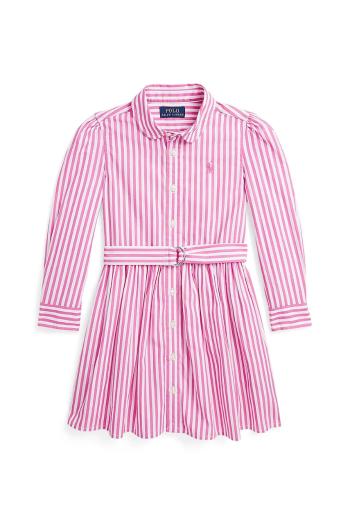 Dievčenské bavlnené šaty Polo Ralph Lauren ružová farba, mini, áčkový strih, 312934134001