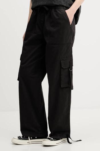 Nohavice Tommy Jeans čierna farba, rovný strih, vysoký pás, DW0DW20995