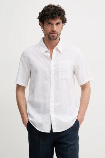 Ľanová košeľa Pepe Jeans AMARO pánska, béžová farba, regular, s klasickým golierom, PM308847