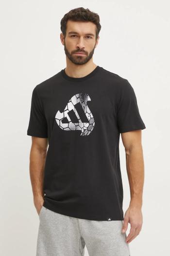 Bavlnené tričko adidas M C HOT Q1 TEE pánske, čierna farba, s potlačou, JI6787
