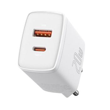 BASEUS CCXJ-B02 20W Nabíjačka na mobil USB + USB Typ-C biela