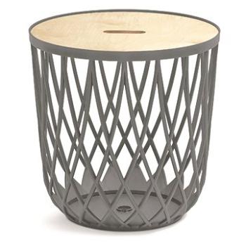PROSPERPLAST, univerzálny kôš UNIQUBO s dreveným  vekom, sivý kameň, 39 cm (IKUB35T-405U)