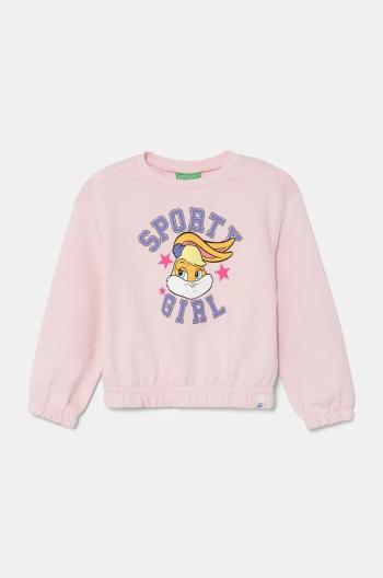 Bavlnená mikina pre bábätká United Colors of Benetton ružová farba, vzorovaná, 3J68G10HE