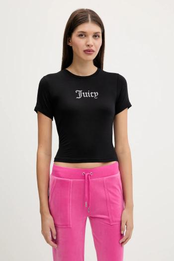 Tričko Juicy Couture SHEER FITTED TEE dámske, čierna farba, JCWCT225301