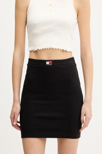 Sukňa Tommy Jeans čierna farba, mini, rovný strih, DW0DW20671