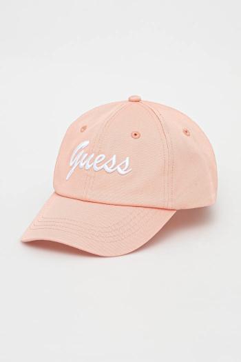 Bavlnená šiltovka Guess dámske, oranžová farba, s nášivkou, V5GZ00 WFKN0