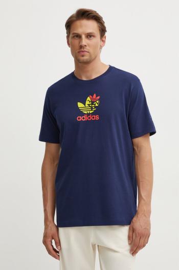 Bavlnené tričko adidas Originals Supply Short Sleeve Tee pánske, tmavomodrá farba, s potlačou, IS0233