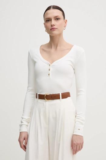 Tričko s dlhým rukávom Tommy Hilfiger biela farba, WW0WW43905