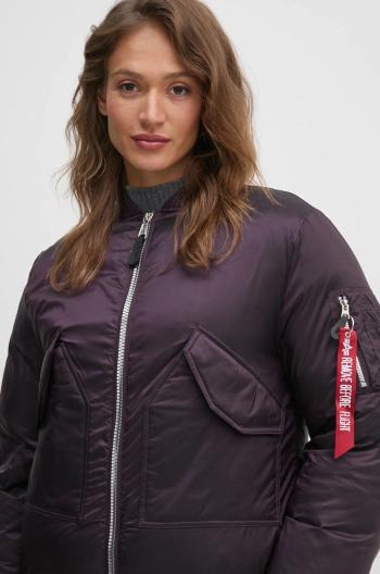 Bunda Alpha Industries dámska, fialová farba, zimná, oversize, 148004