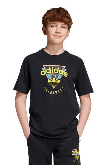 Detské bavlnené tričko adidas Originals čierna farba, s potlačou, JN4533