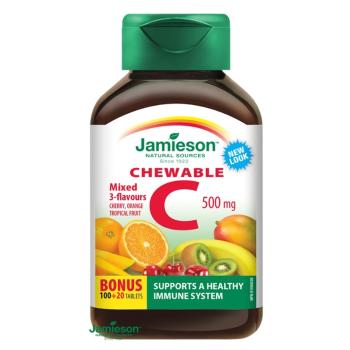 JAMIESON Vitamín C 500 mg mix troch ovocných príchutí 120 tabliet na cmúľanie