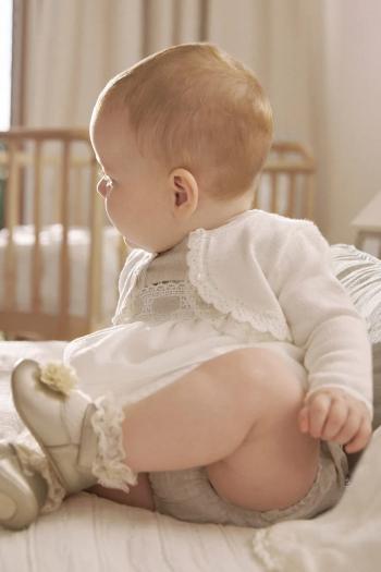 Kardigán pre bábätká Mayoral Newborn béžová farba, tenký, 1308