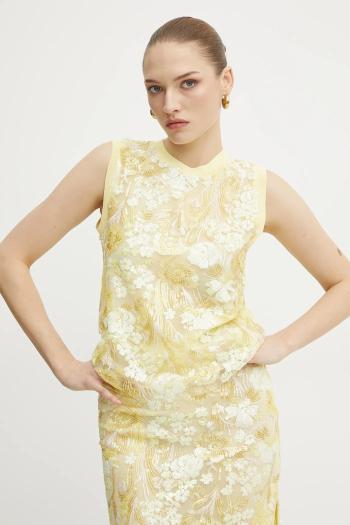 Blúzka Ermanno Scervino dámska, žltá farba, s nášivkou, 56TL017EZ0