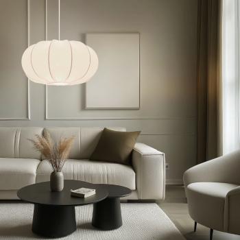 Škandinávska závesná lampa CAFEE' - s krémovým tienidlom na latte 52 cm - minimalistické stropné osvetlenie v japonskom štýle E27