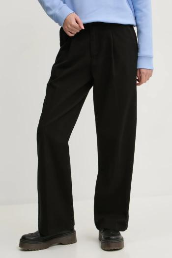 Bavlnené nohavice Guess Jeans čierna farba, široké, vysoký pás, W4BB44 WGCV2
