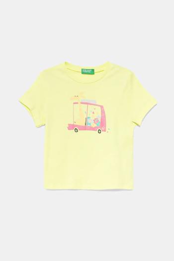 Detské bavlnené tričko United Colors of Benetton žltá farba, 3I1XG10JJ