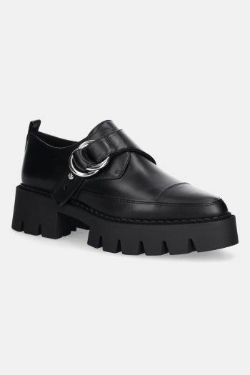 Kožené poltopánky MICHAEL Michael Kors Jaden čierna farba, na plochom podpätku, 40T5JDFP3L.001