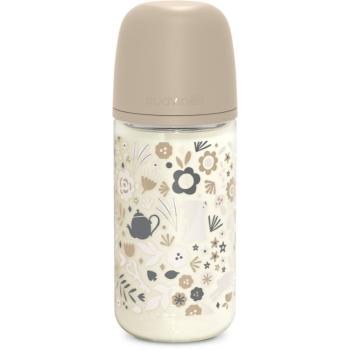 Suavinex Wonderland SX Pro Physiological Anti-Colic Glass sklenená dojčenská fľaša M Medium Flow 3 m+ Liberty Cream 240 ml