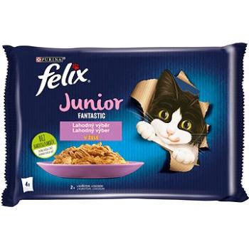 Felix Fantastic Junior s kuraťom a lososom v želé 4× 85 g (7613039757208)