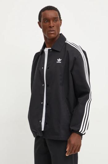 Bunda adidas Originals Mesh Coach pánska, čierna farba, prechodná, oversize, IZ1831