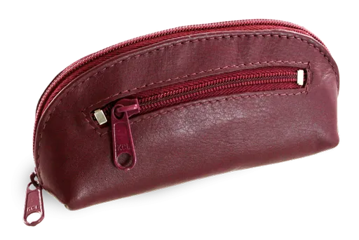 Burgundy kožená dvojzipsová kľúčenka 619-0367-34