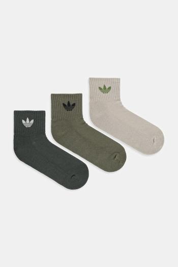 Ponožky adidas Originals 3-pak zelená farba, JV8594