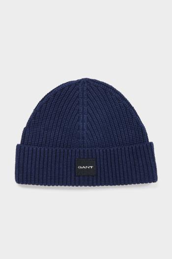 SAPKA GANT UNISEX. COTTON RIB KNIT BEANIE MARINE
