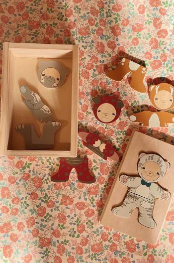 Drevené puzzle Konges Sløjd WOODEN TEDDY DRESS UP ANIMALS FSC KS102152